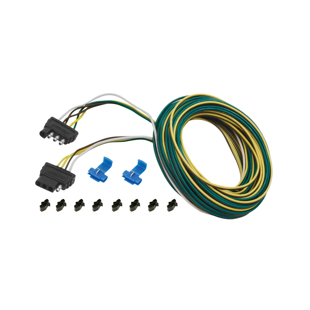 707103 – WESBAR Trailer Wiring Connector, Trailer Side 4-Way Flat Wishbone Harness 25 Foot Lead Length With 3 Foot Gr...